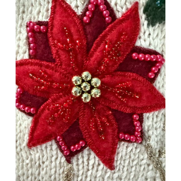 Vintage Bobbie Brooks Christmas Poinsettia Vest XL 16/18 Ramie Cotton Y2K 90s - Picture 9 of 12